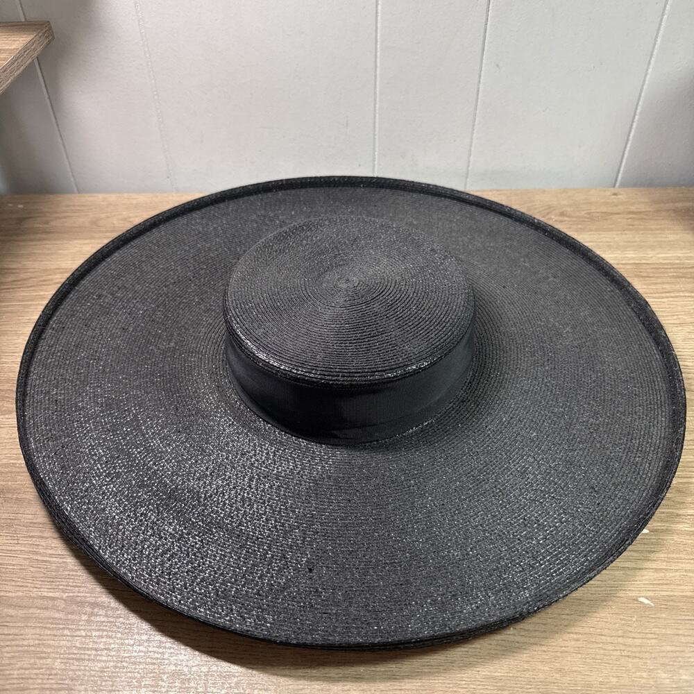 Vintage 1960s Bellini NY Black Wide Brim Hat